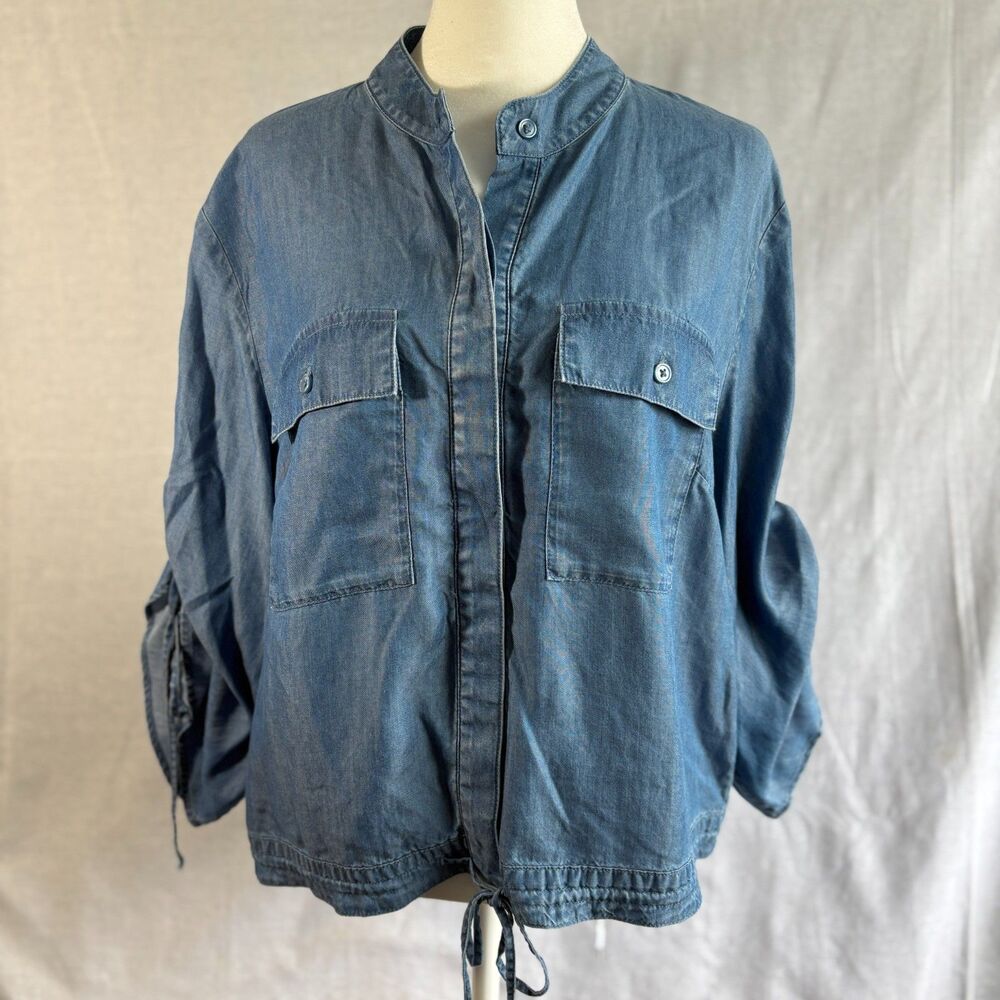 INC International Concepts Tencel Chambray Utility Ruched Drawstring Sleeves